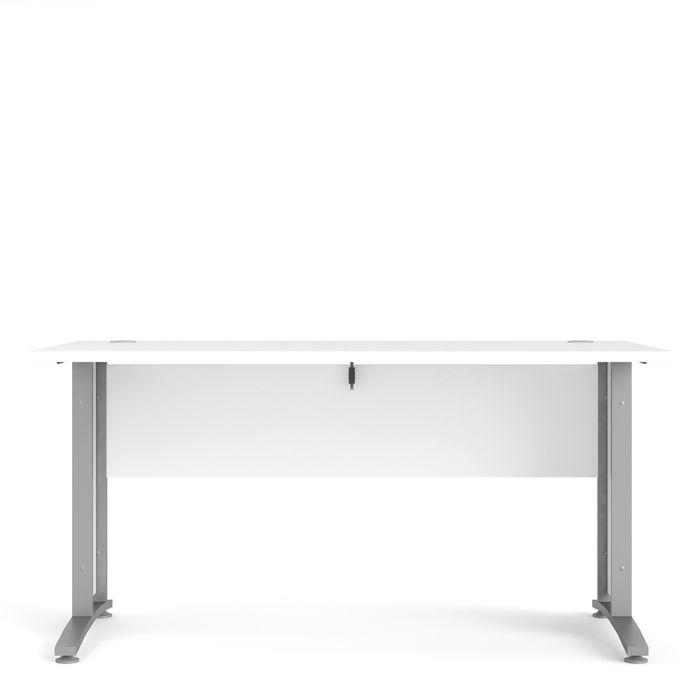 Prima Desk 150 cm in White with Silver grey steel legs - UK