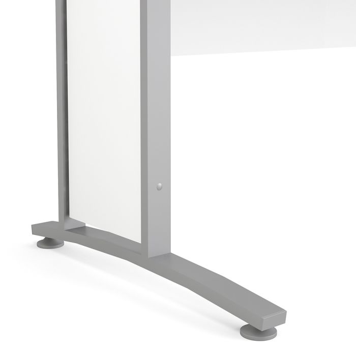 Prima Desk 150 cm in White with Silver grey steel legs - UK