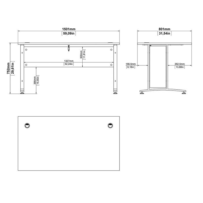 Prima Desk 150 cm in White with White legs - UK