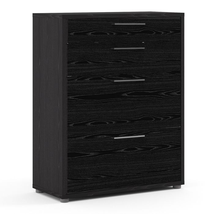 Prima Office Storage With 2 Drawers + 2 File Drawers In Black Woodgrain - UK