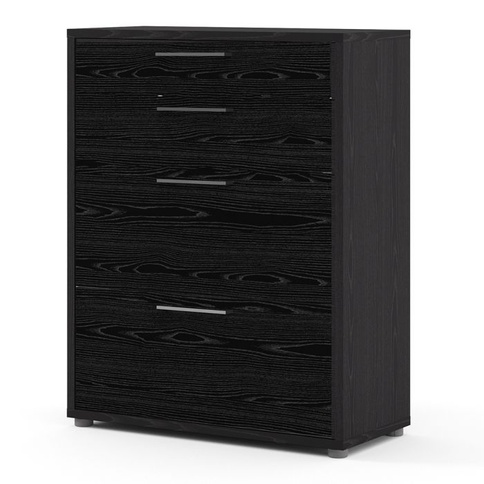 Prima Office Storage With 2 Drawers + 2 File Drawers In Black Woodgrain - UK