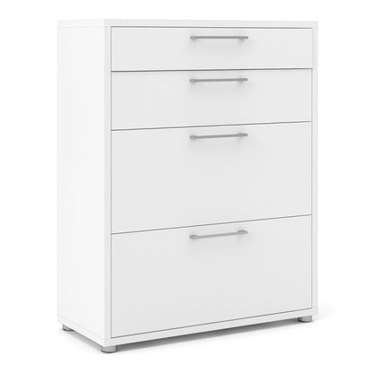 Prima Office Storage With 2 Drawers + 2 File Drawers In White - UK