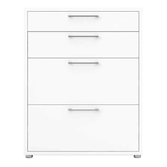 Prima Office Storage With 2 Drawers + 2 File Drawers In White - UK