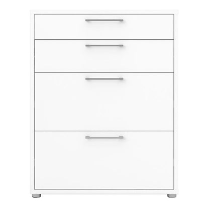 Prima Office Storage With 2 Drawers + 2 File Drawers In White - UK