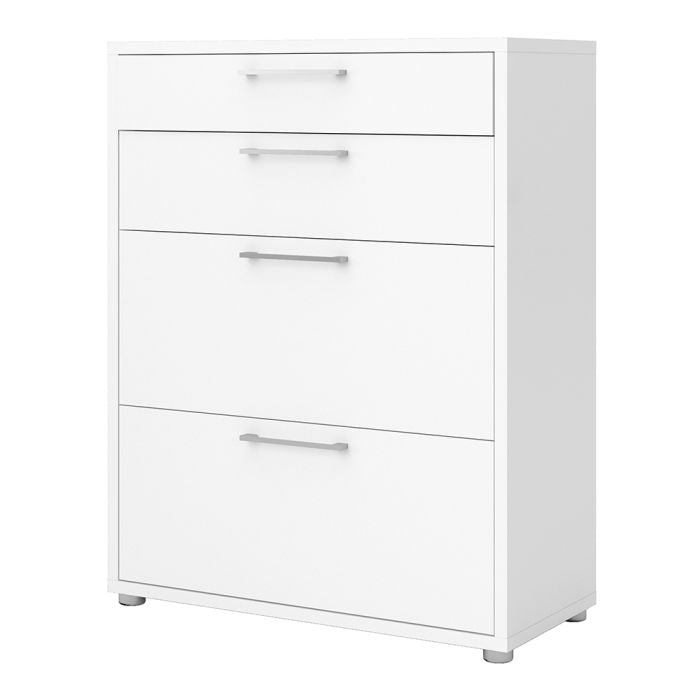 Prima Office Storage With 2 Drawers + 2 File Drawers In White - UK