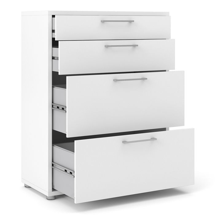 Prima Office Storage With 2 Drawers + 2 File Drawers In White - UK