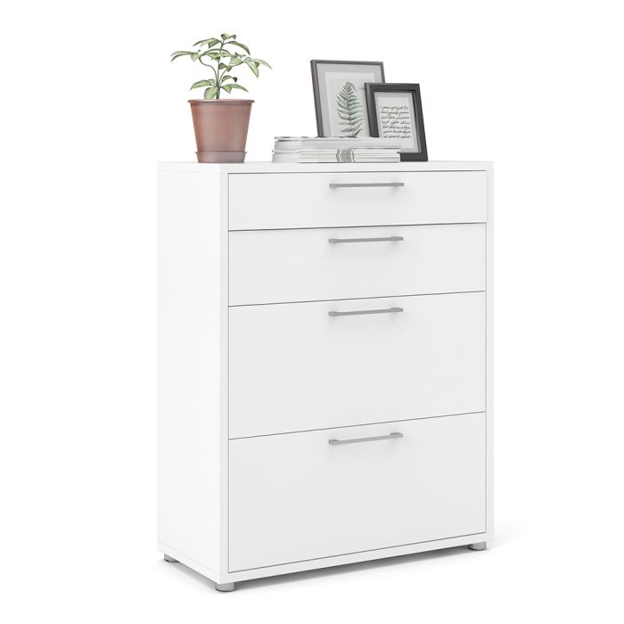 Prima Office Storage With 2 Drawers + 2 File Drawers In White - UK