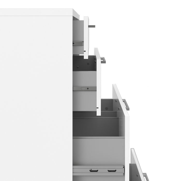 Prima Office Storage With 2 Drawers + 2 File Drawers In White - UK