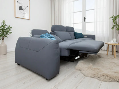 Primrose Fabric 3 Seater Electric Recliner Sofa In Grey