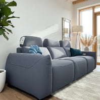 Primrose Fabric 3 Seater Electric Recliner Sofa In Grey