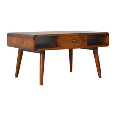 Luxe Curved Chestnut Coffee Table - Furniture One Shop
