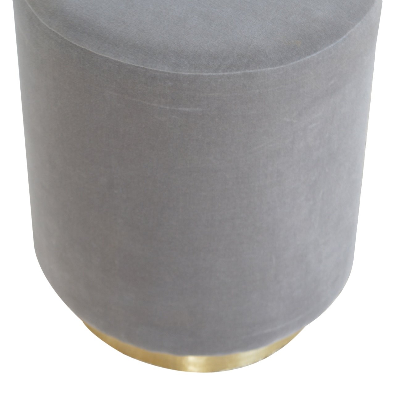 FootNest Gold Base Grey Velvet Footstool