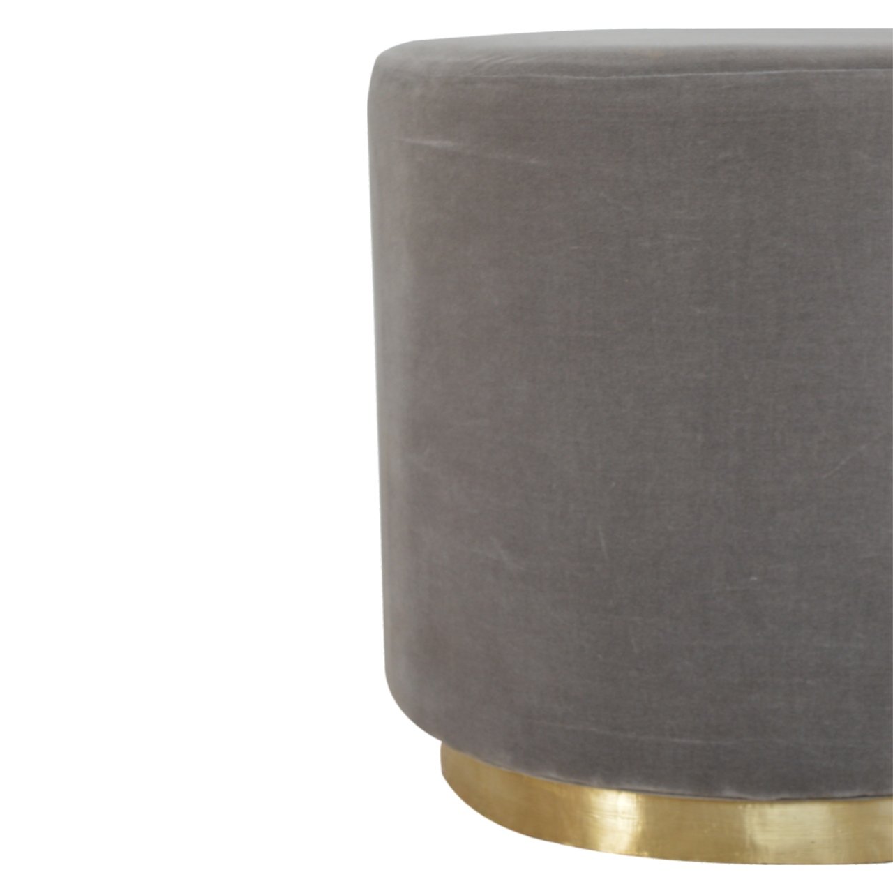 FootNest Gold Base Grey Velvet Footstool