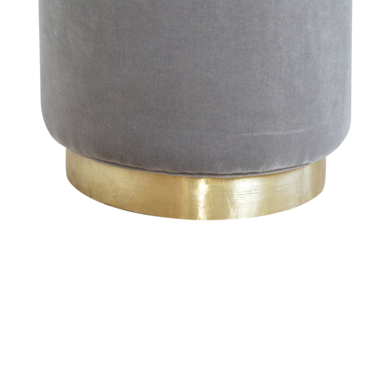 FootNest Gold Base Grey Velvet Footstool