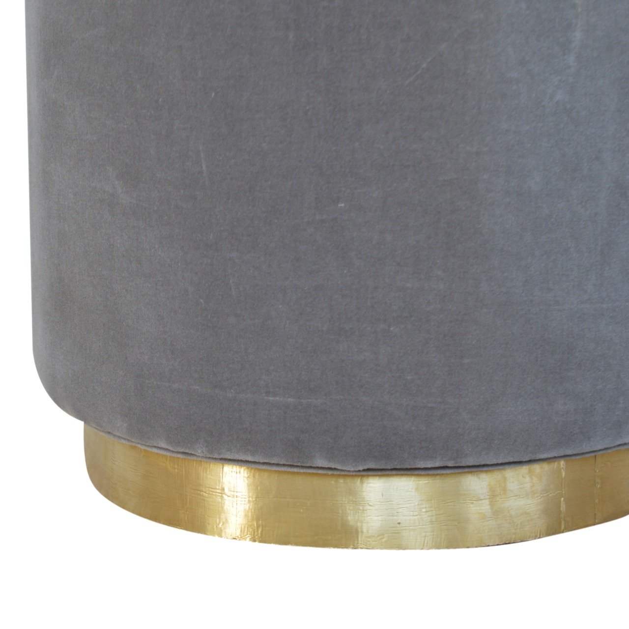 FootNest Gold Base Grey Velvet Footstool