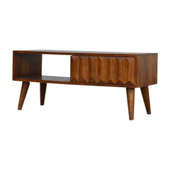 OpulentEdge Chestnut Prism Sliding TV Stand - Furniture One Shop