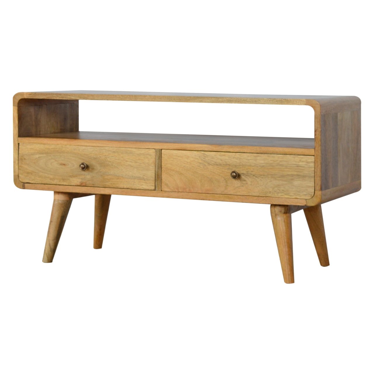 TrendTrove Curved Oak-ish TV Stand