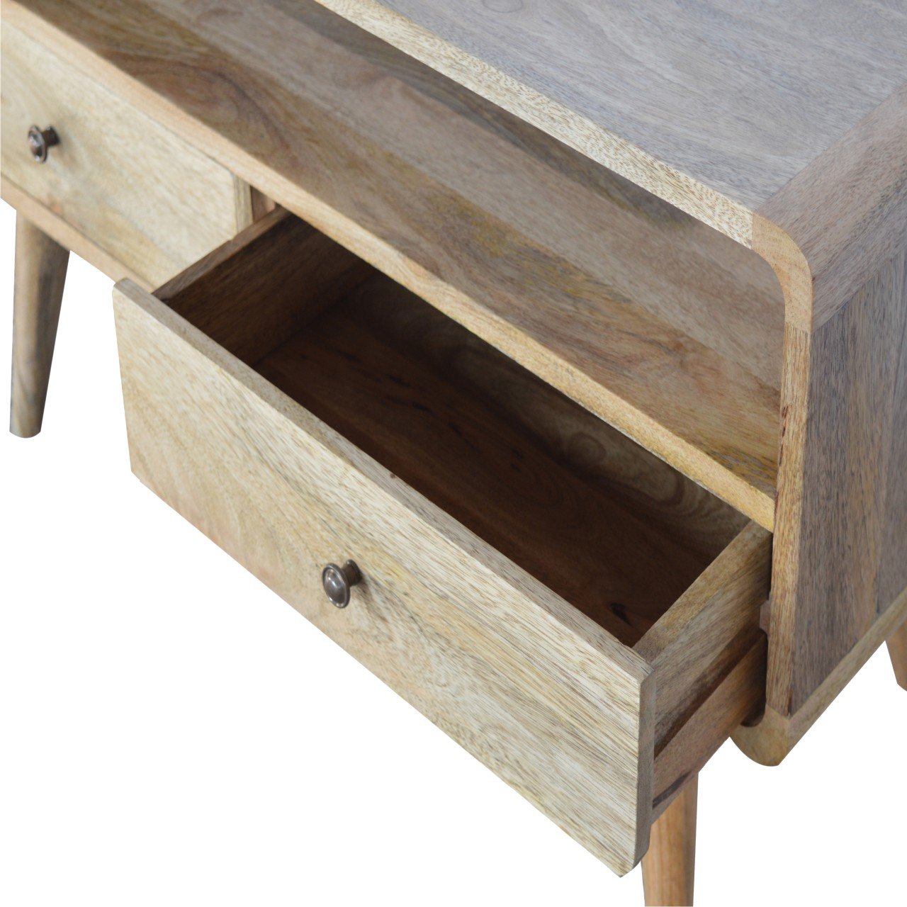 TrendTrove Curved Oak-ish TV Stand