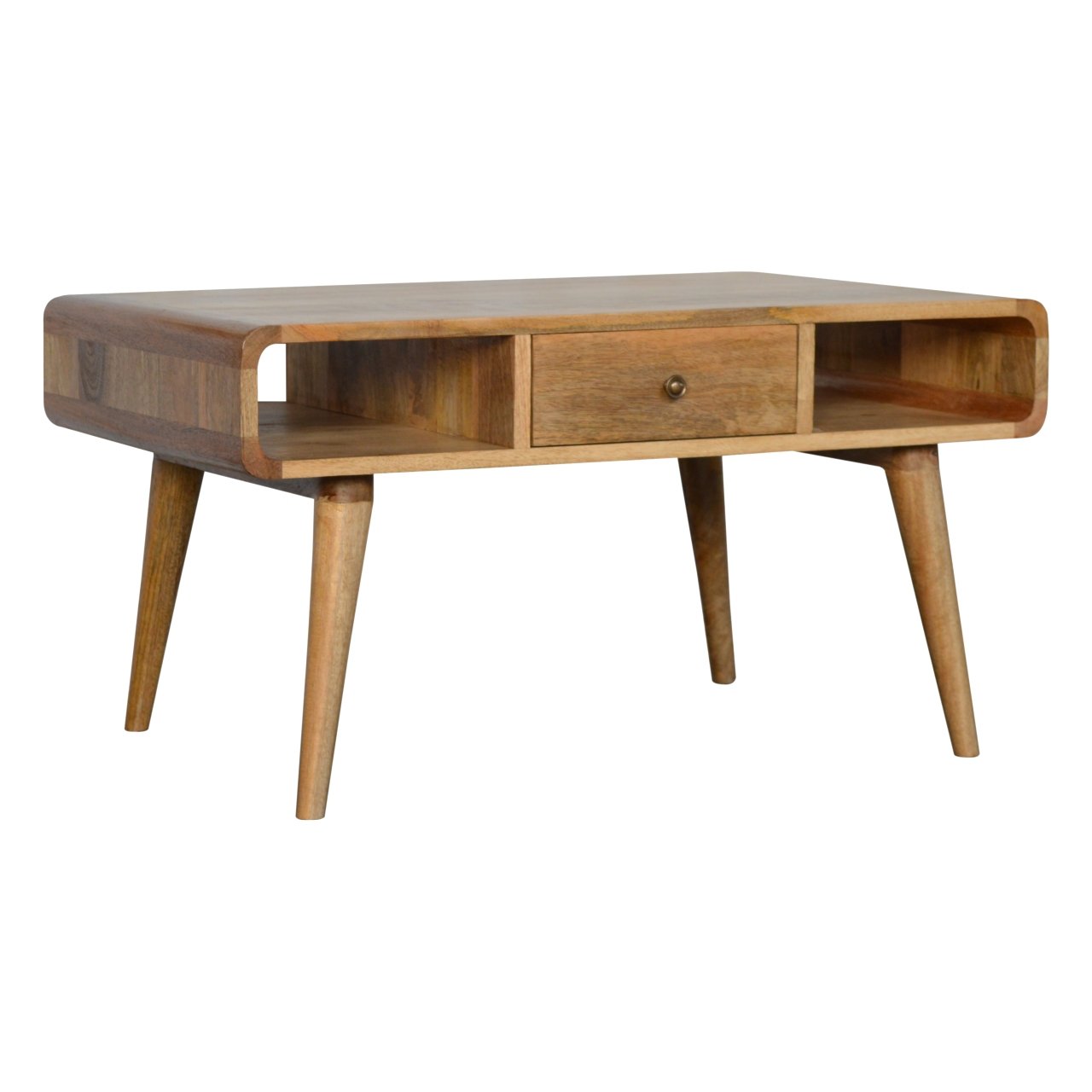 Trendy Curved Oak-ish Coffee Table