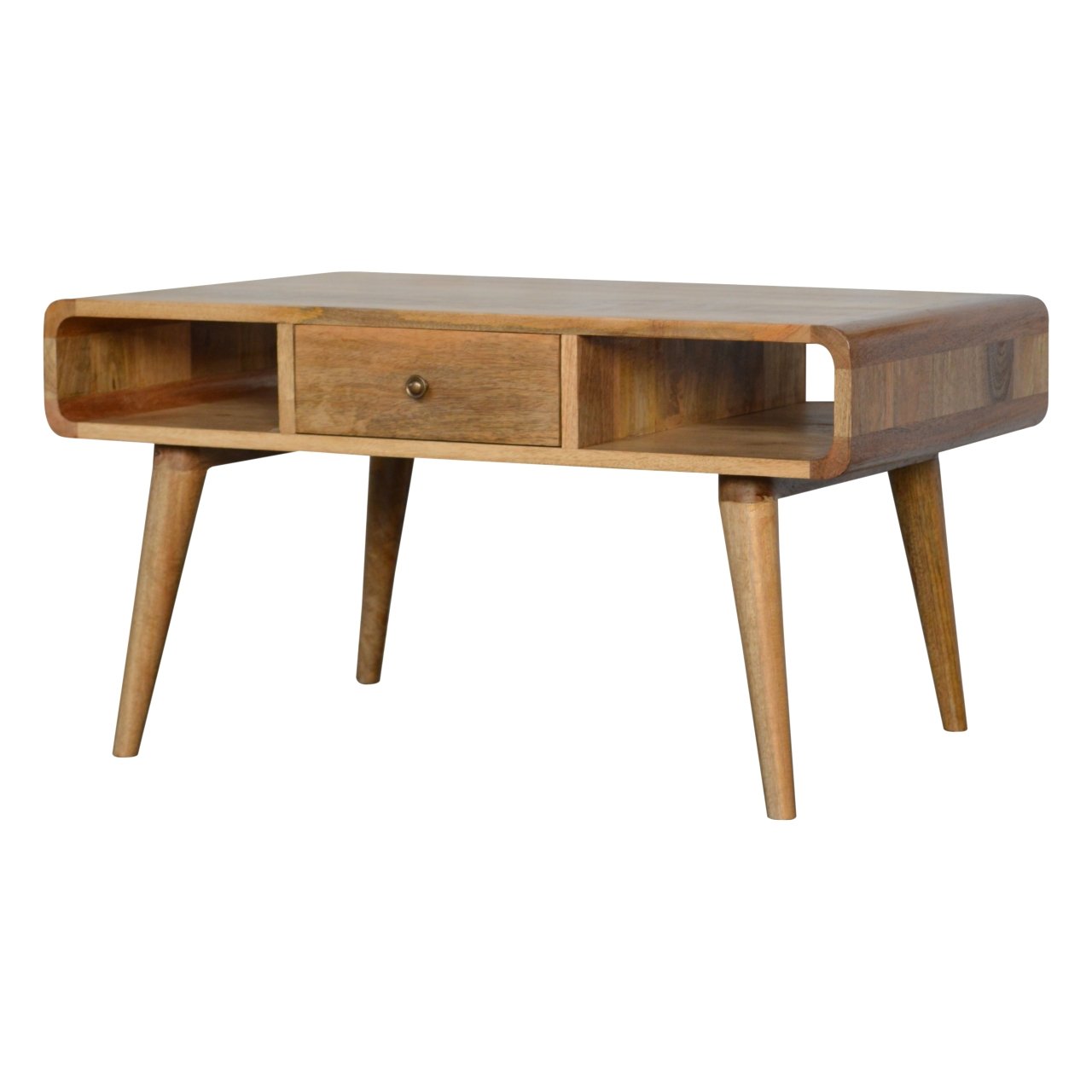 Trendy Curved Oak-ish Coffee Table