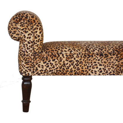 Gusto Perch Leopard Print Velvet Bench