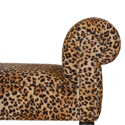 Gusto Perch Leopard Print Velvet Bench