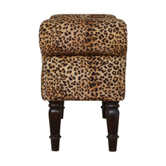 Gusto Perch Leopard Print Velvet Bench