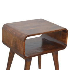 High Curved Open Chestnut Bedside - Furniture One Shop