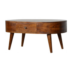 Elegance Chestnut Rounded Coffee Table - Furniture One Shop