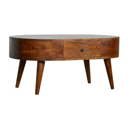 Elegance Chestnut Rounded Coffee Table - Furniture One Shop