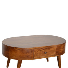 Elegance Chestnut Rounded Coffee Table - Furniture One Shop