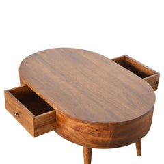 Elegance Chestnut Rounded Coffee Table - Furniture One Shop