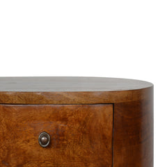 Jermyn Chestnut Rounded Bedside Table - Furniture One Shop