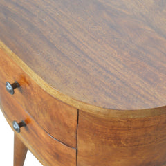Jermyn Chestnut Rounded Bedside Table - Furniture One Shop