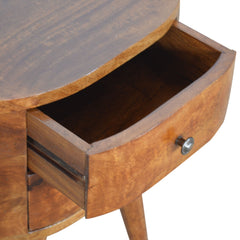 Jermyn Chestnut Rounded Bedside Table - Furniture One Shop