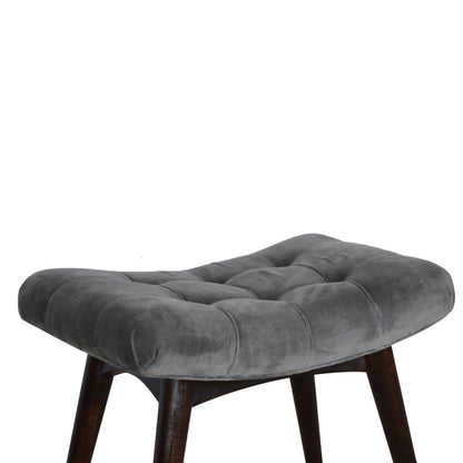 Savour Seat Grey Cotton Velvet Curved Bench