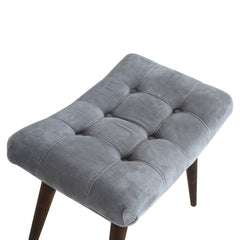 Savour Seat Grey Cotton Velvet Curved Bench