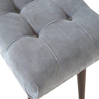 Savour Seat Grey Cotton Velvet Curved Bench