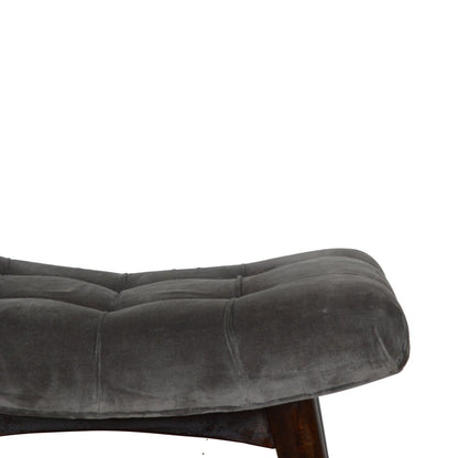 Savour Seat Grey Cotton Velvet Curved Bench