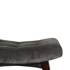 Savour Seat Grey Cotton Velvet Curved Bench