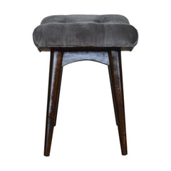 Savour Seat Grey Cotton Velvet Curved Bench