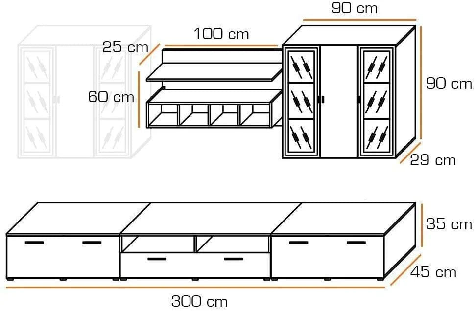 Quadro Wooden Entertainment Unit in Black & White High Gloss