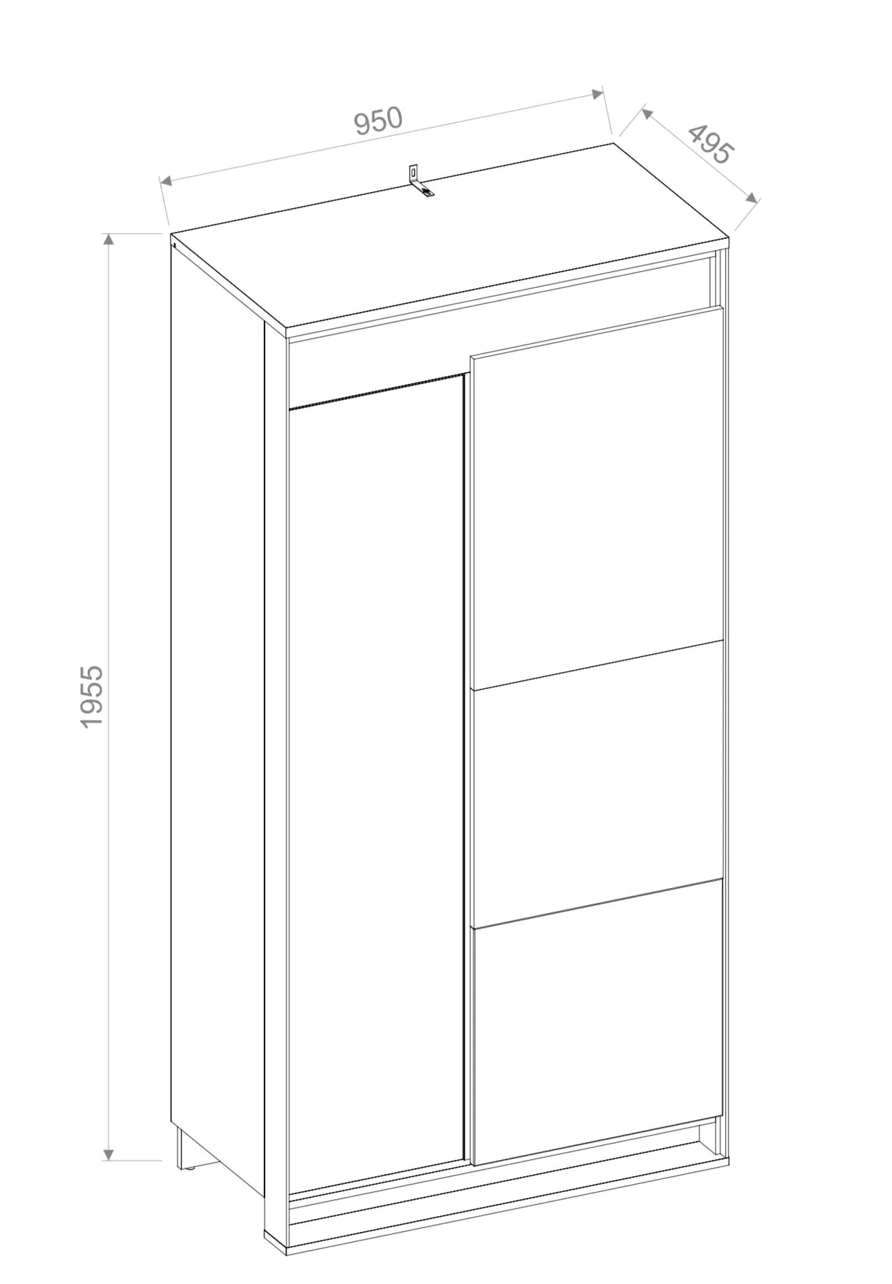 Quant QA-01 Wooden Wardrobe With 2 Doors In Oak Artisan And LED