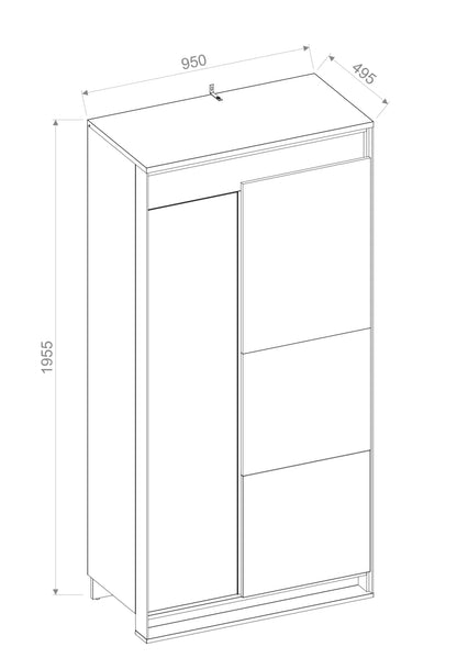 Quant QA-01 Wooden Wardrobe With 2 Doors In Oak Artisan And LED