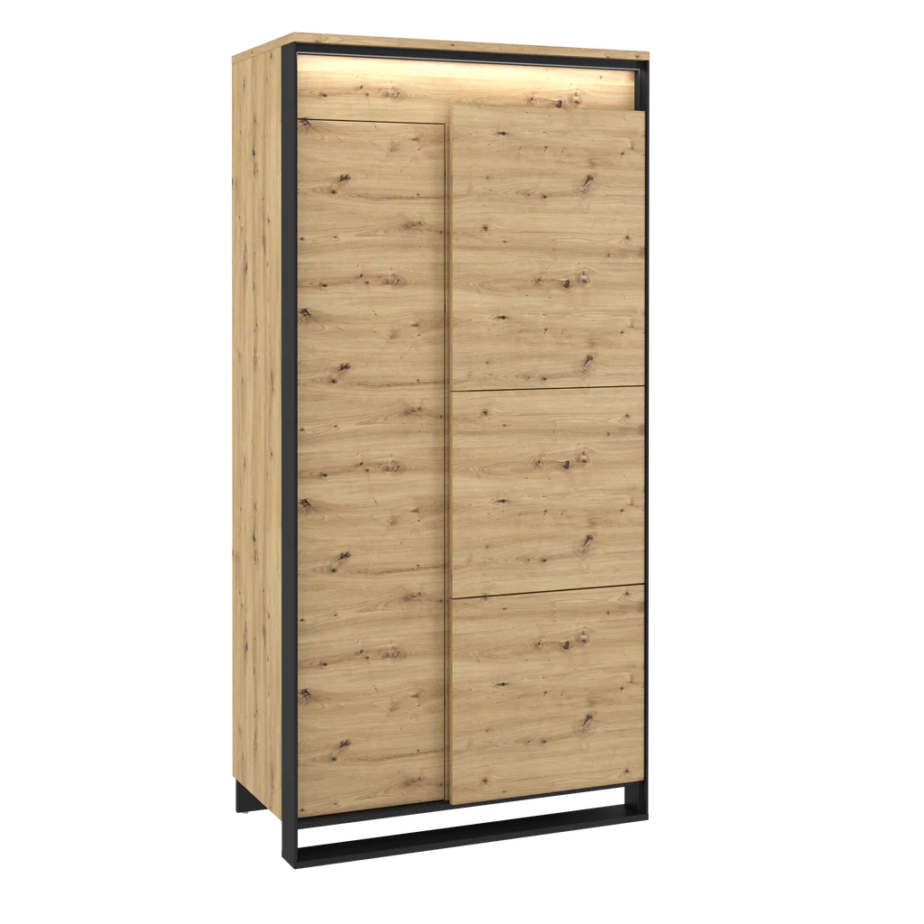 Quant QA-01 Wooden Wardrobe With 2 Doors In Oak Artisan And LED