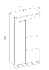Quant QA-01 Wooden Wardrobe With 2 Doors In Oak Artisan And LED