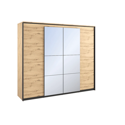 Quant QS-05 Mirrored Wardrobe With 2 Hinged Doors In Oak Artisan With LED