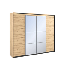 Quant QS-05 Mirrored Wardrobe With 2 Hinged Doors In Oak Artisan With LED