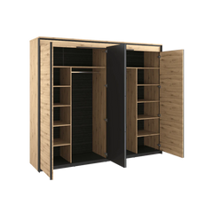 Quant QS-05 Mirrored Wardrobe With 2 Hinged Doors In Oak Artisan With LED