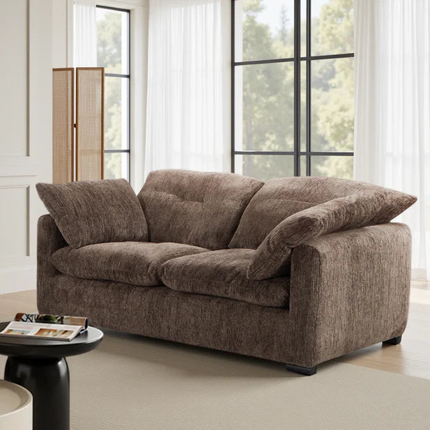 Quetta Brown Fabric 2 Seater Sofa